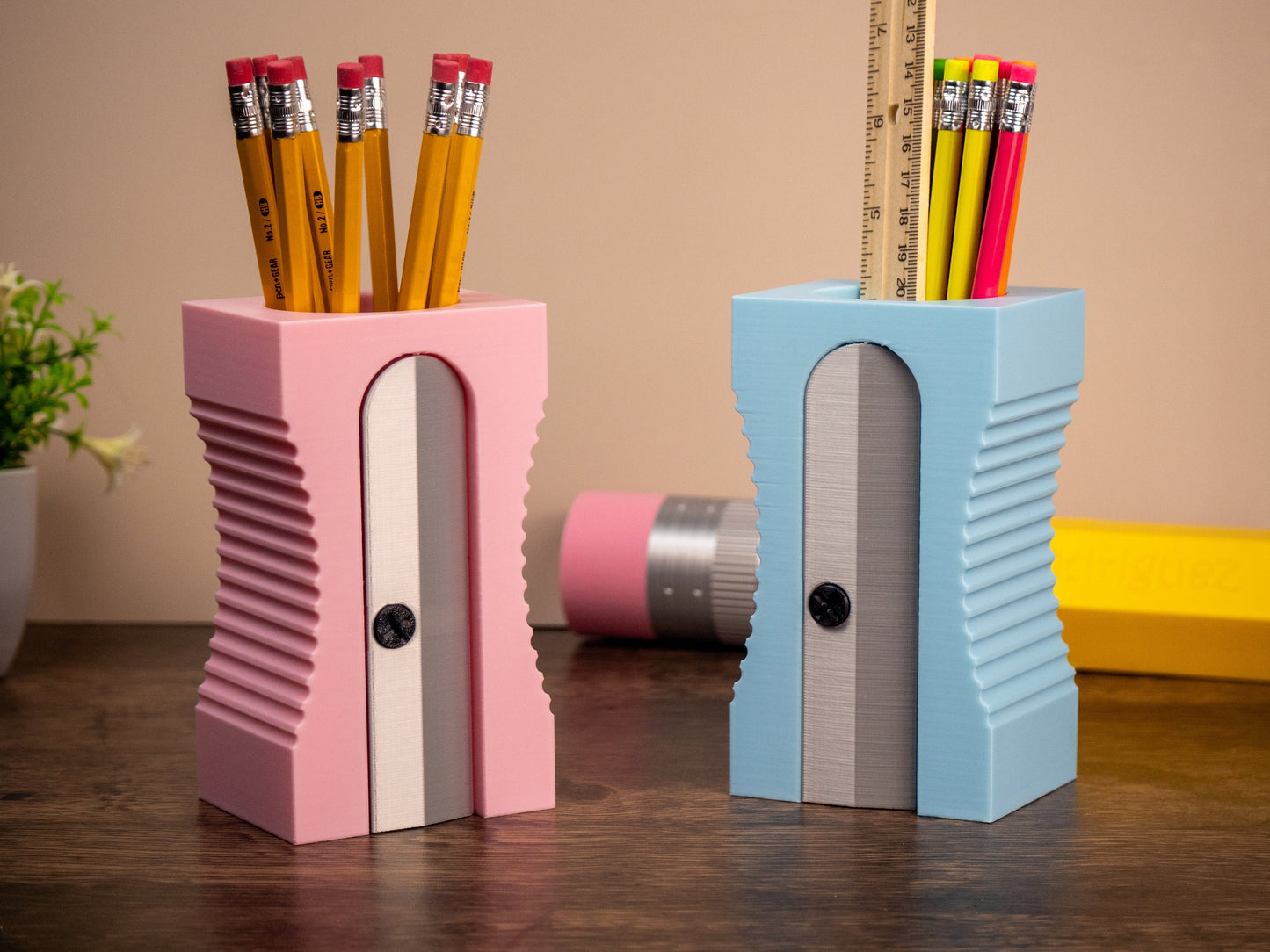 Giant Sharpener Pencil Holder - Gifts for Teachers, Artists, and Woodworkers - Classroom Decor - Unique Pencil Cup - 3D Printed Organizer