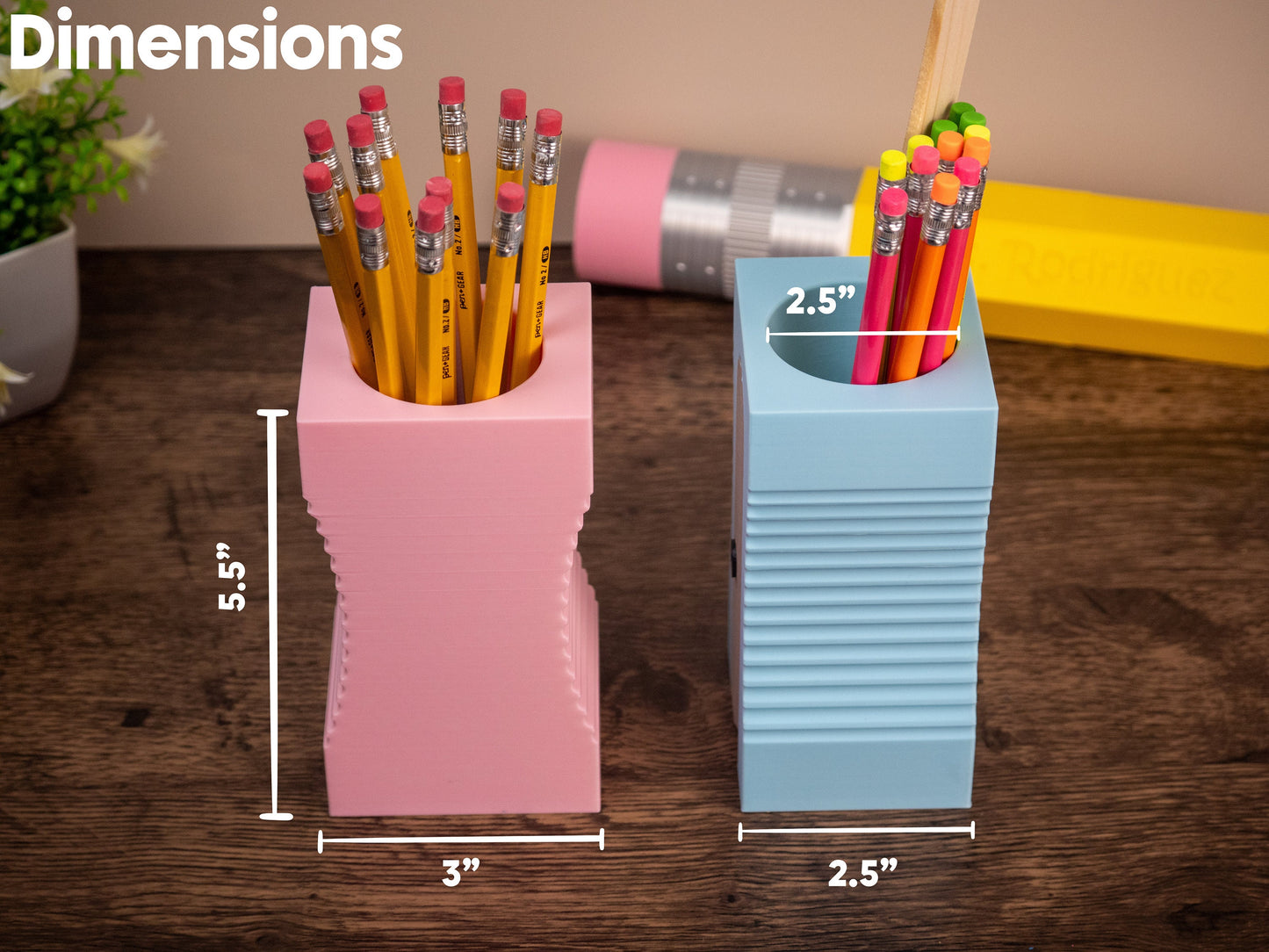 Giant Sharpener Pencil Holder - Gifts for Teachers, Artists, and Woodworkers - Classroom Decor - Unique Pencil Cup - 3D Printed Organizer
