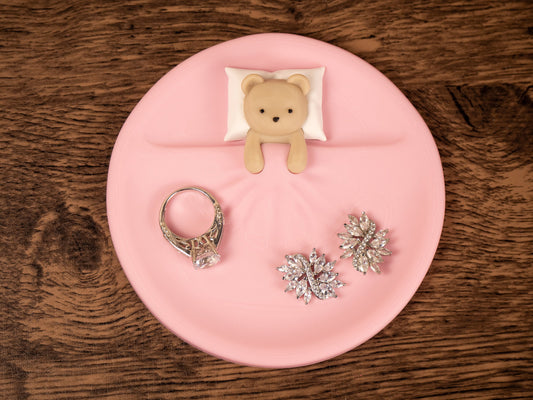 Sleeping Teddy Bear Trinket Dish - Valentines Day Gift - Bear Plate Catchall - Bridesmaid Gift - Engagement Ring Dish - 3D Printed Tray