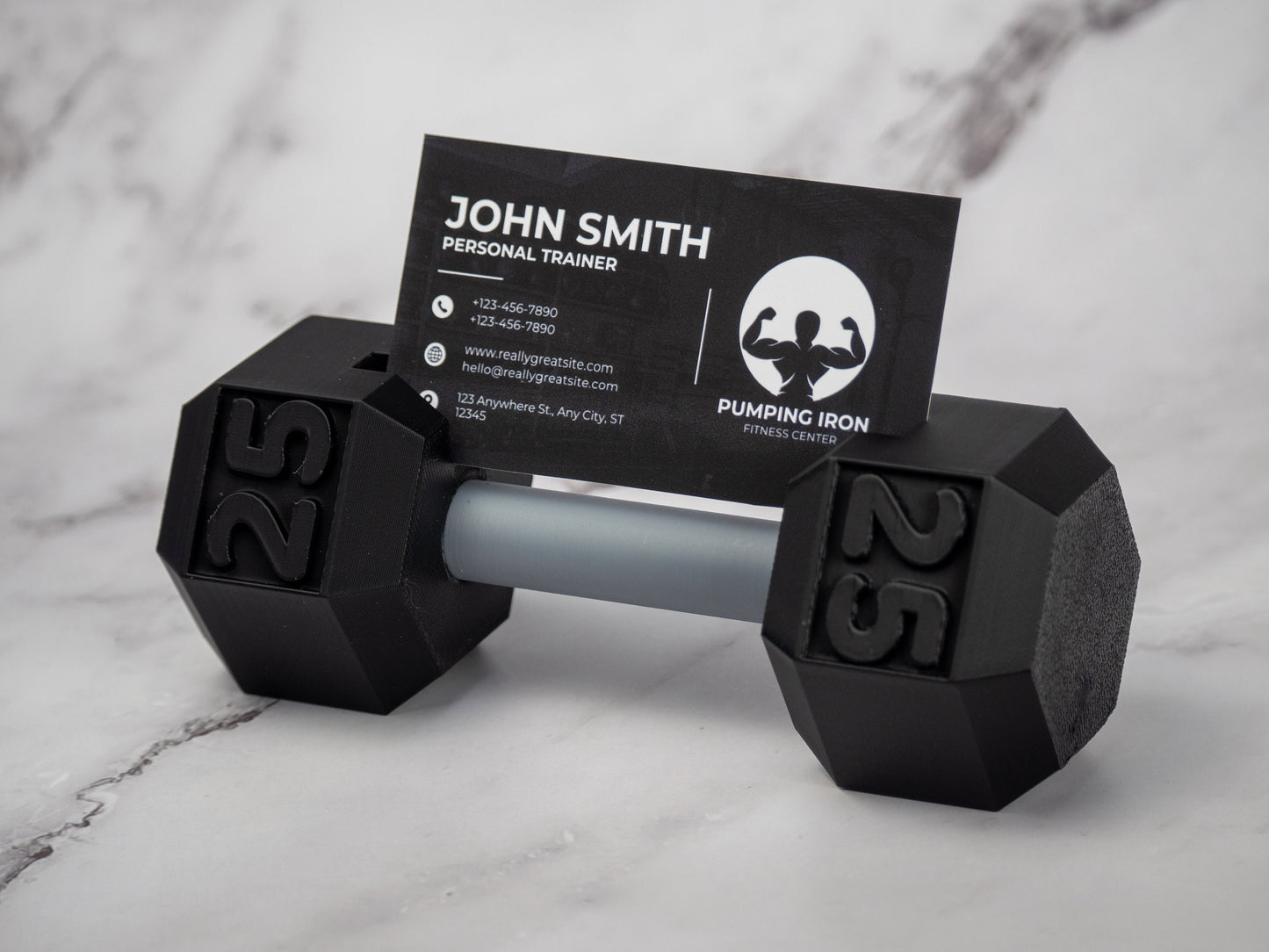 Dumbbell Business Card Holder - Fitness Office Decor - Gym Business Gift - Personal Trainer Desk Accessory - 3D Printed Mini Gym Equipment