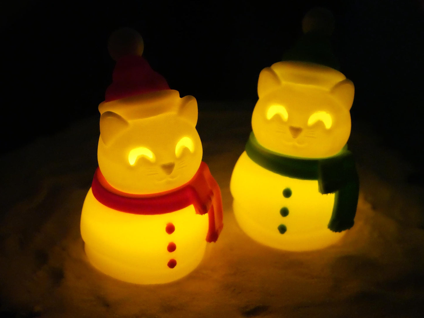 Cat Snowman with LED Tea Light - Christmas Home Decor - Gifts for Cat Lovers - Office Desk Winter Decor - Holiday Pet Night Light