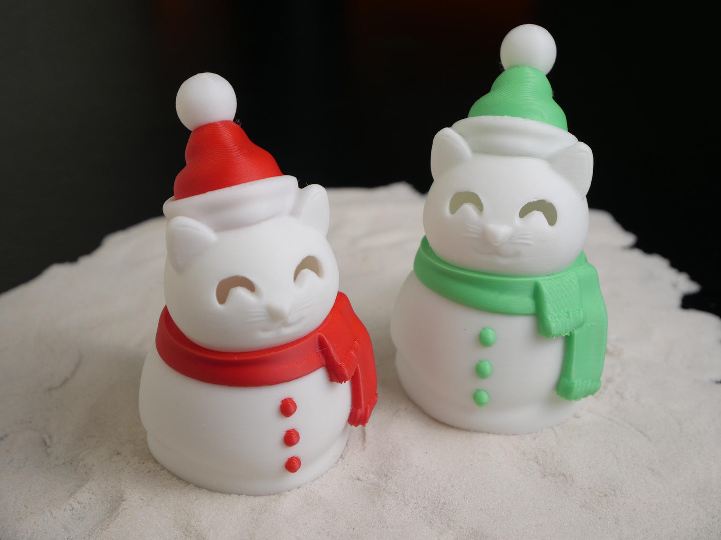 Cat Snowman with LED Tea Light - Christmas Home Decor - Gifts for Cat Lovers - Office Desk Winter Decor - Holiday Pet Night Light