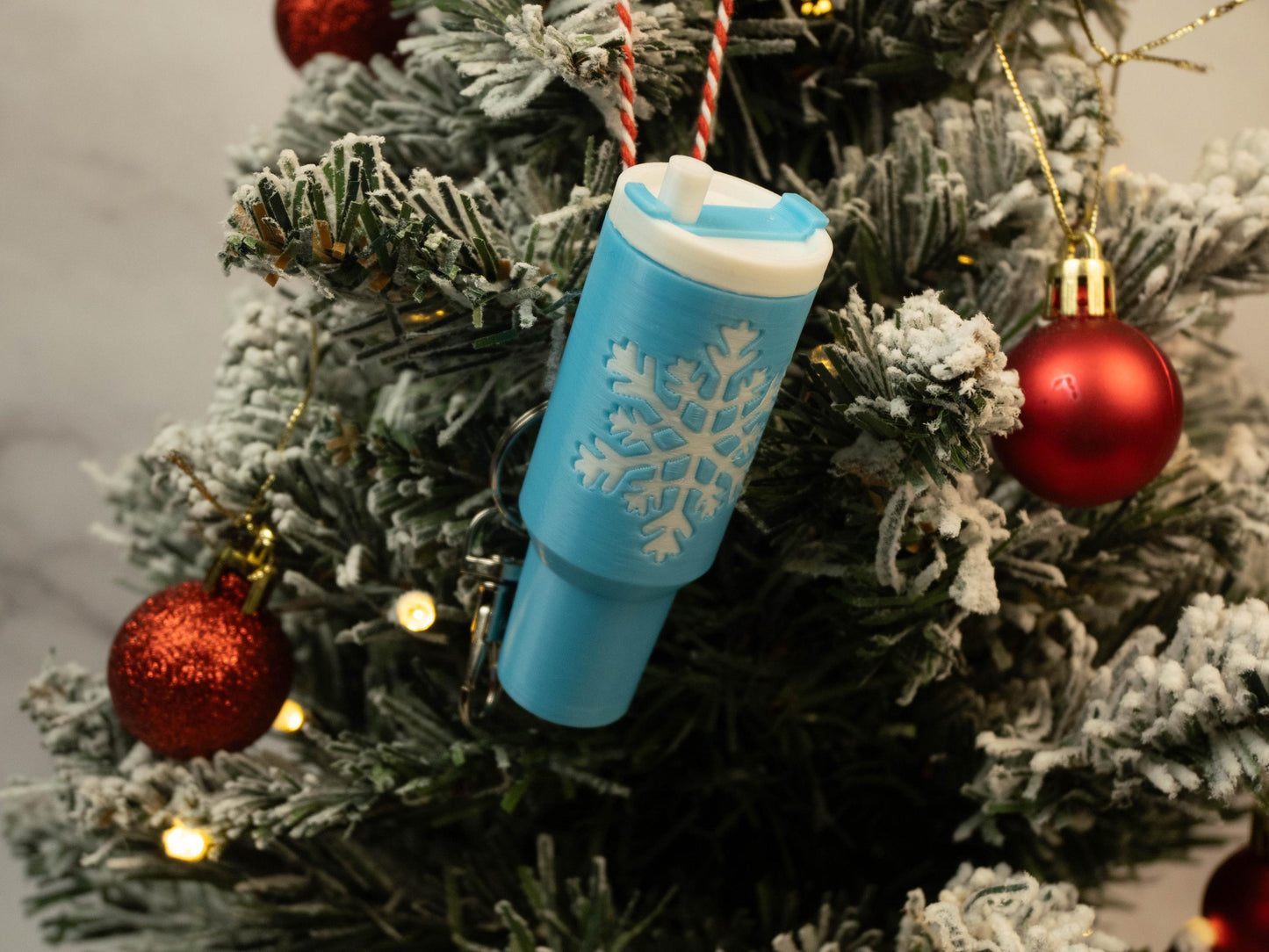 Christmas Tumbler Ornament Keychains - Lip Balm Holder - Tree Money Ornament - Secret Santa Gift - Stocking Stuffer - Holiday Keepsake