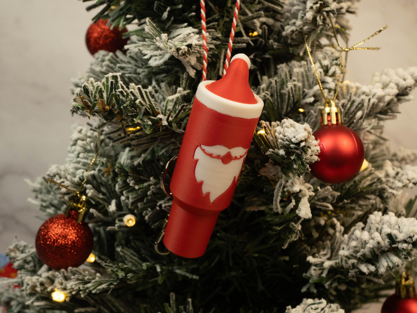 Christmas Tumbler Ornament Keychains - Lip Balm Holder - Tree Money Ornament - Secret Santa Gift - Stocking Stuffer - Holiday Keepsake