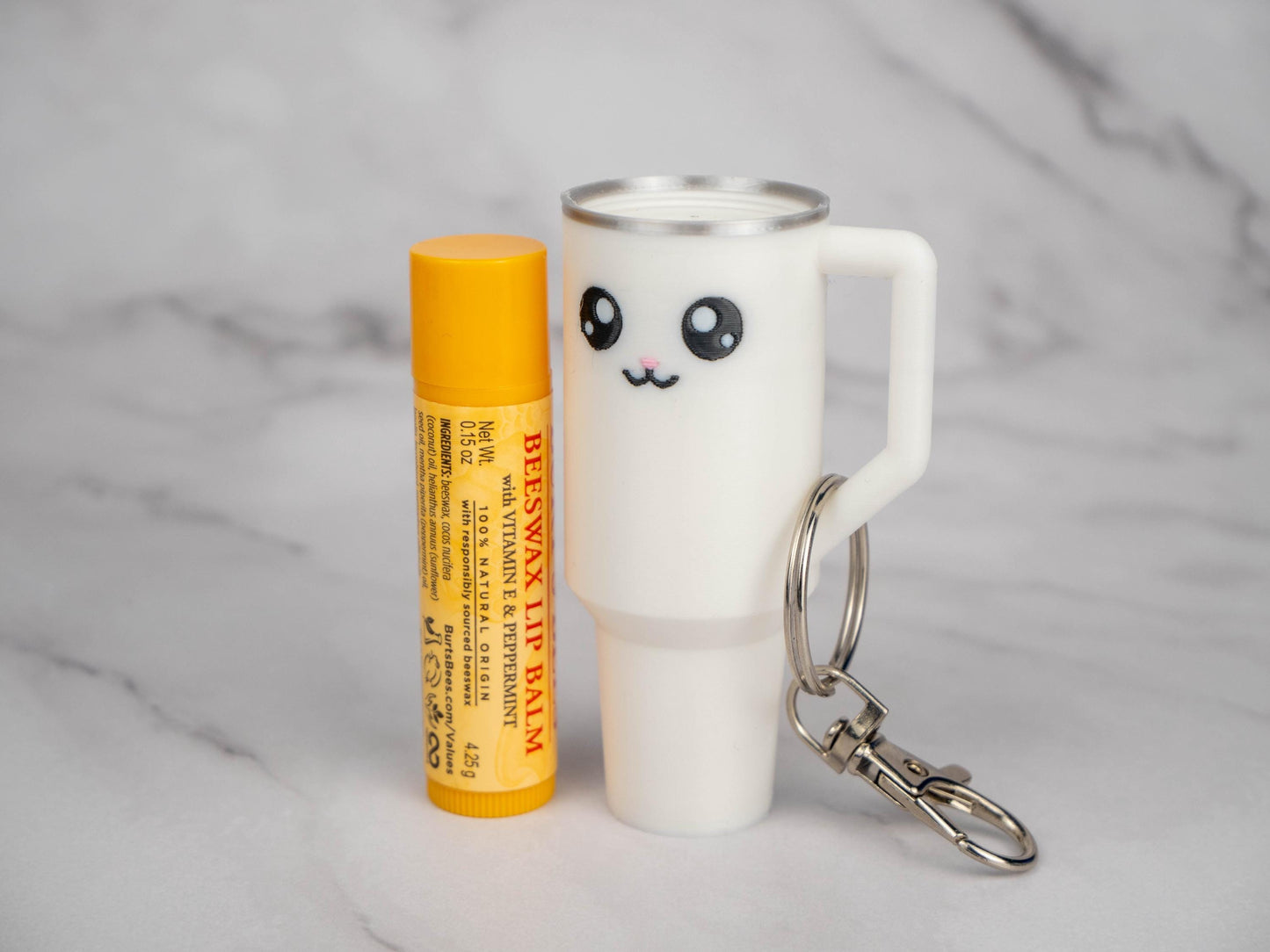 Bunny Tumbler Lip Balm Holder - Compatible with Chapstick - Easter Basket Keychain - Kawaii Gifts For Her - Rabbit Lover Gift
