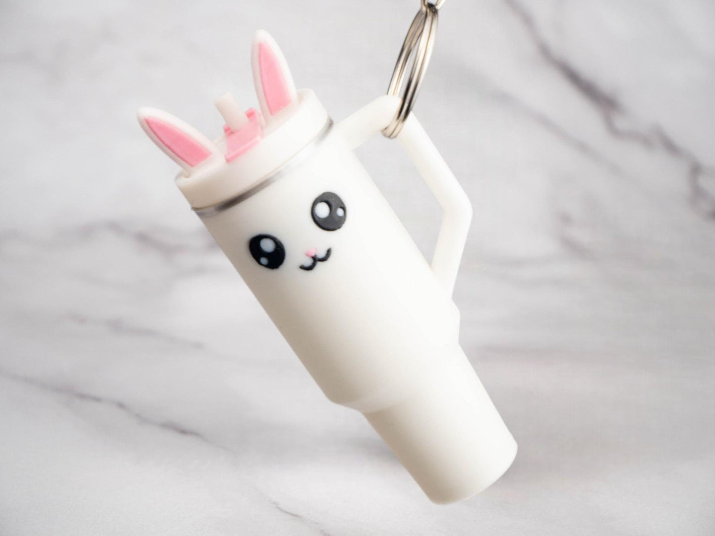 Bunny Tumbler Lip Balm Holder - Compatible with Chapstick - Easter Basket Keychain - Kawaii Gifts For Her - Rabbit Lover Gift