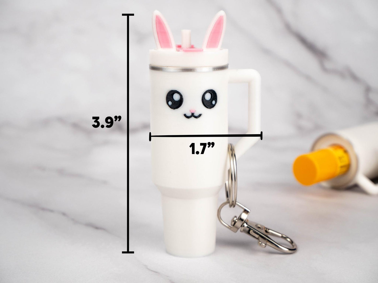Bunny Tumbler Lip Balm Holder - Compatible with Chapstick - Easter Basket Keychain - Kawaii Gifts For Her - Rabbit Lover Gift