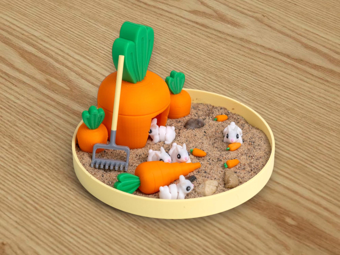 Bunny Zen Garden - Fidget Desk Sandbox - Cubicle Decor - Office Stress Relief Toy - Sensory Therapy - Mothers Day - Anxiety Gifts for Her