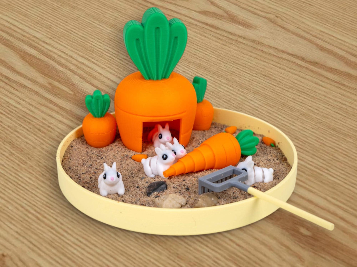 Bunny Zen Garden - Fidget Desk Sandbox - Cubicle Decor - Office Stress Relief Toy - Sensory Therapy - Mothers Day - Anxiety Gifts for Her