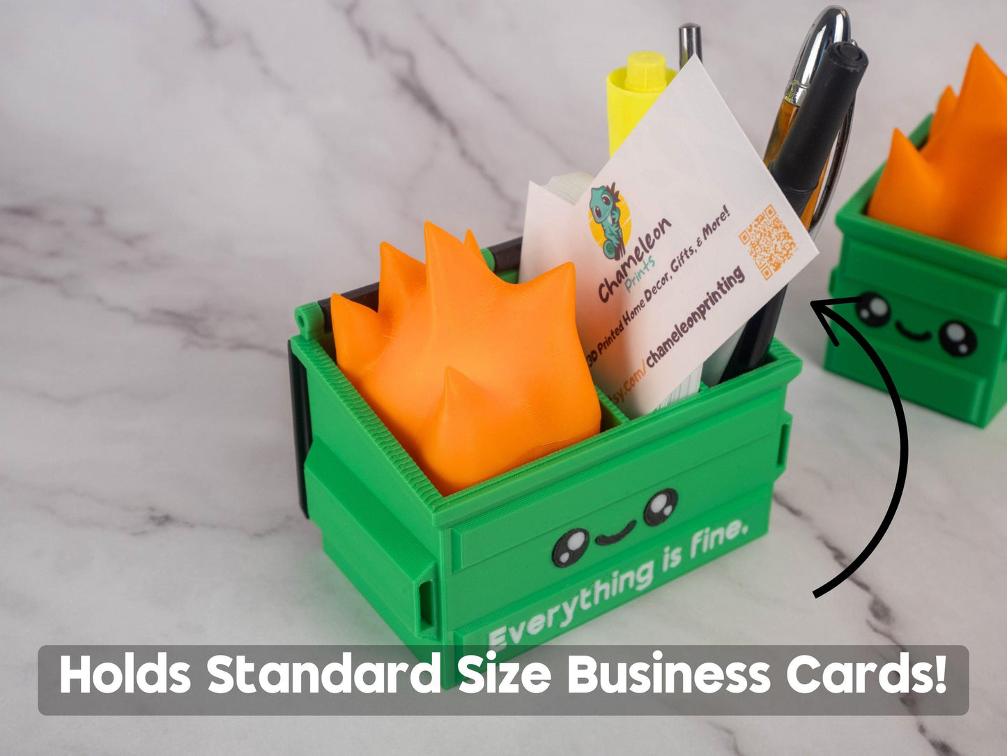 Garbage Fire Desk Organizer - Cute Business Card Holder - Funny Cubicle Decor - Office Pen Holder - Coworker Gag Gifts - LED Garbage Fire