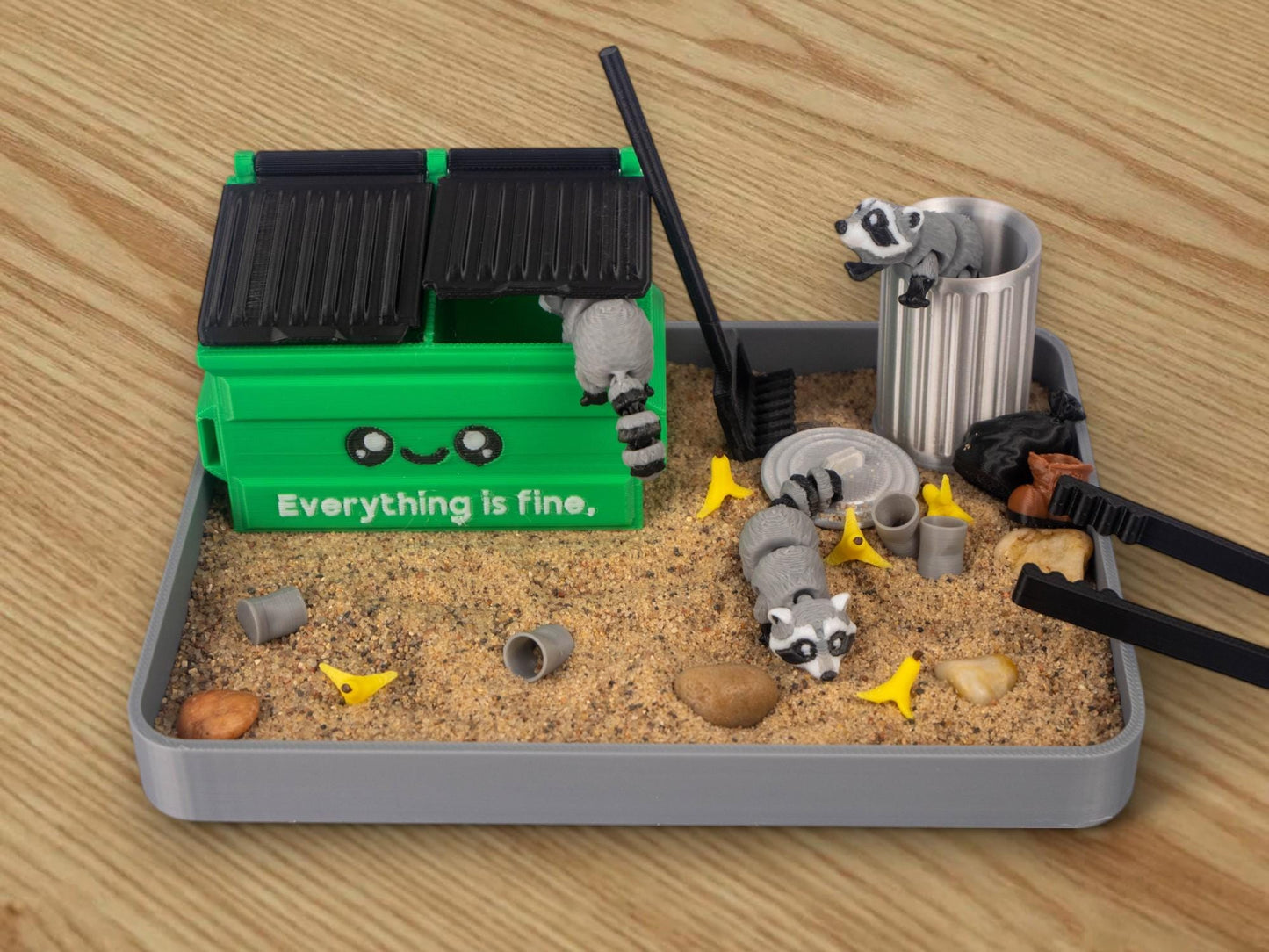 Garbage Fire Zen Garden - Fidget Dumpster Sandbox Toy - Cubicle Decor - Sensory Desk Gift - Mothers Day - Raccoon Desk Pet - Funny Gag Gift