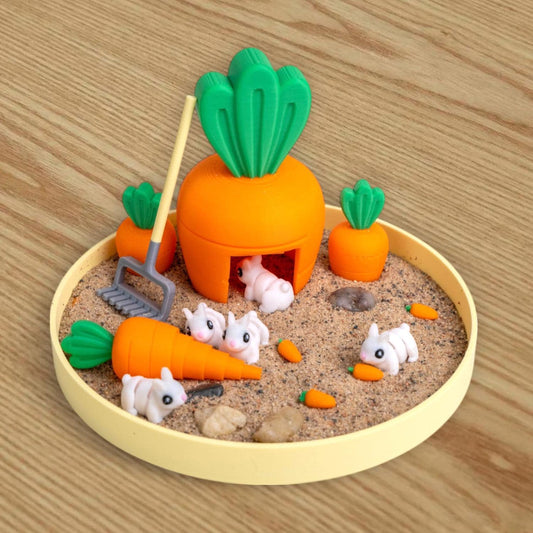 Bunny Zen Garden - Fidget Desk Sandbox - Cubicle Decor - Office Stress Relief Toy - Sensory Therapy - Mothers Day - Anxiety Gifts for Her
