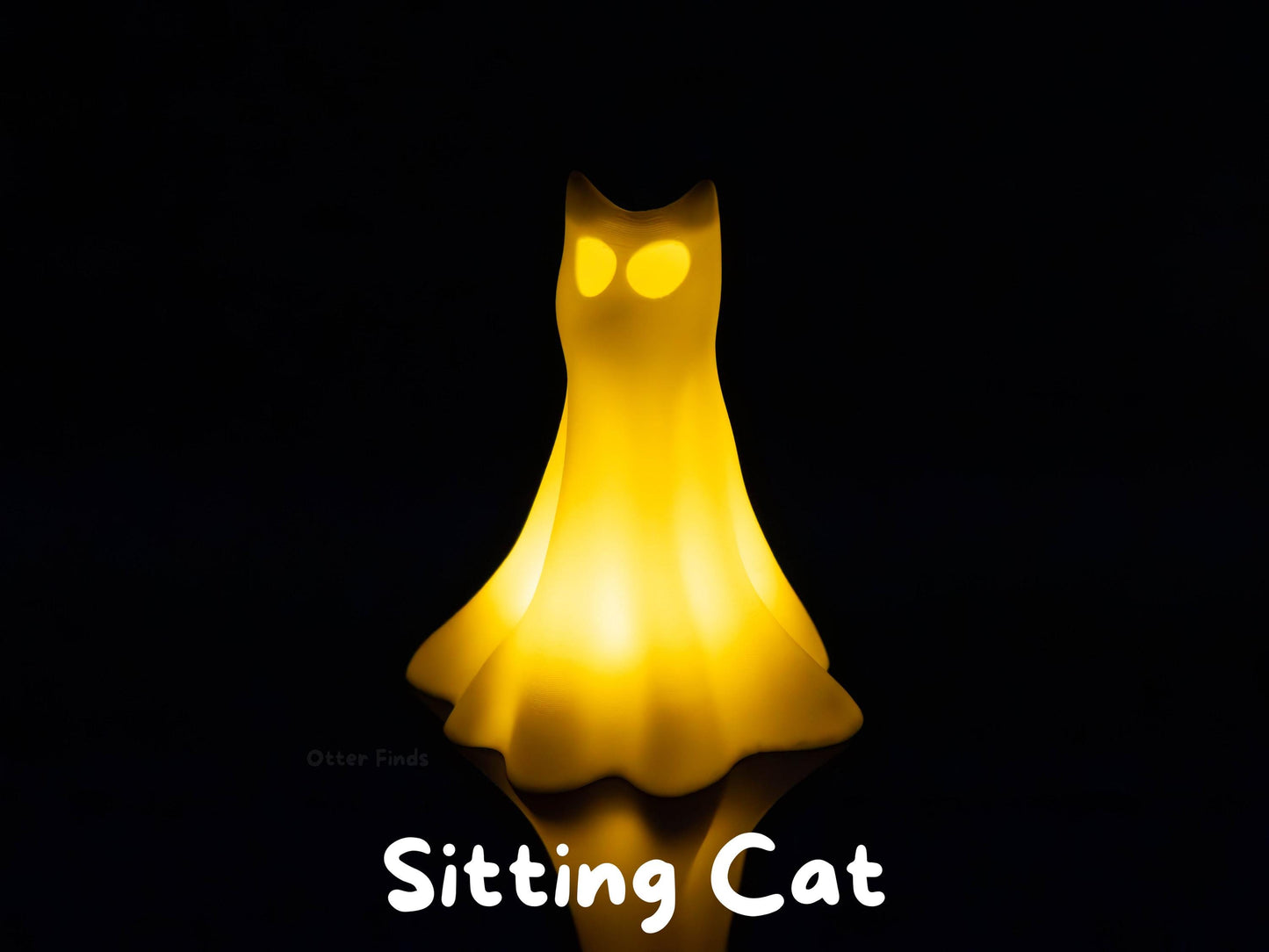 Ghost Cats with LED Tea Lights - Halloween Home Decor - Gifts for Cat Lovers - Office Desk Autumn Decor - 3D Printed Ghost Pet Night Light