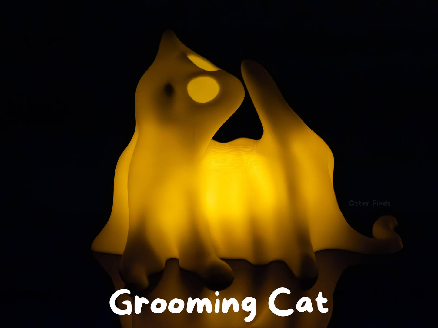 Ghost Cats with LED Tea Lights - Halloween Home Decor - Gifts for Cat Lovers - Office Desk Autumn Decor - 3D Printed Ghost Pet Night Light
