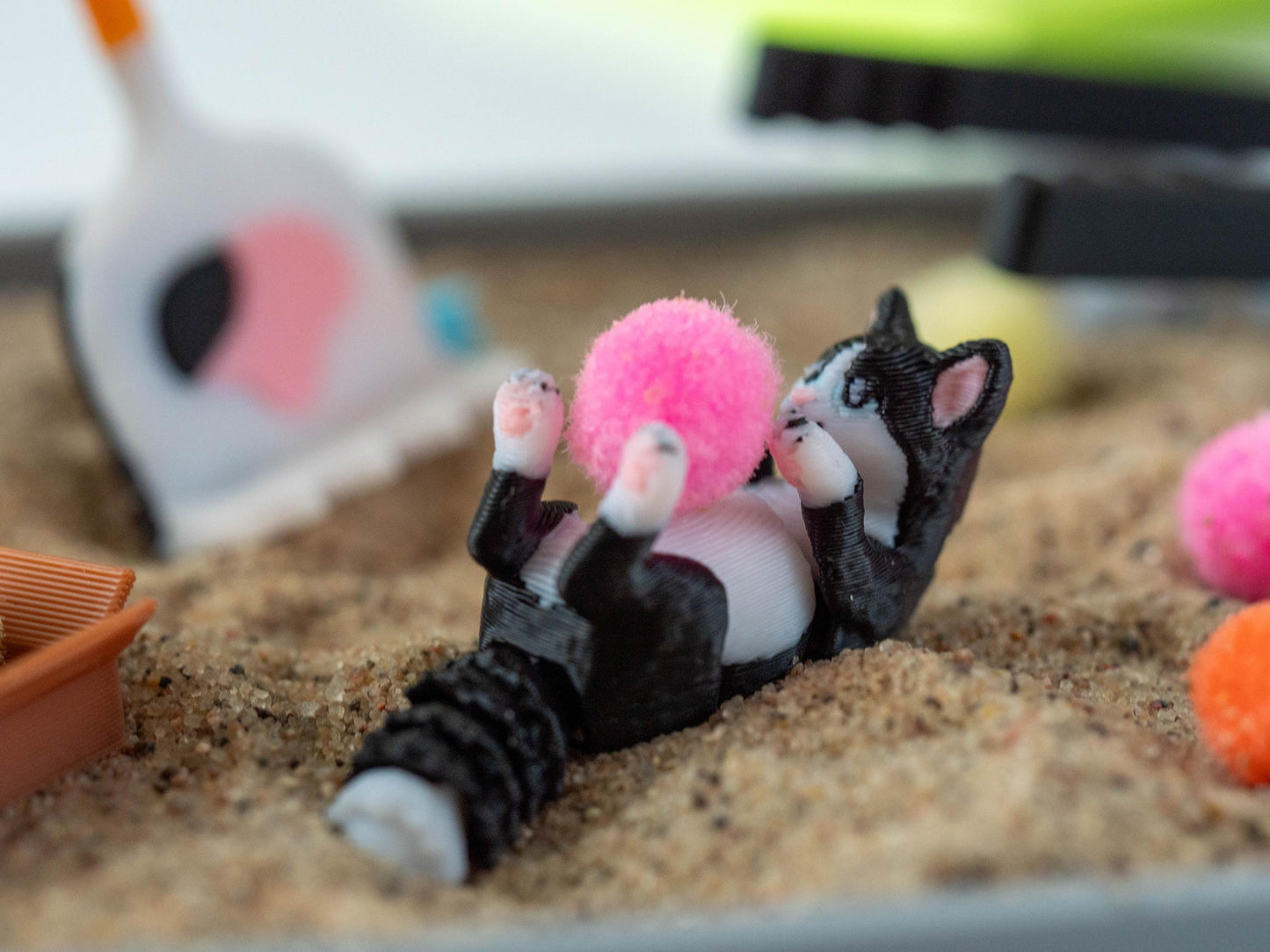 Cat Desk Zen Garden - Cute Cubicle Decor - Coworker Secret Santa Gift - Cat Lovers Gift - Funny White Elephant Gag Gift - Birthday Work Gift