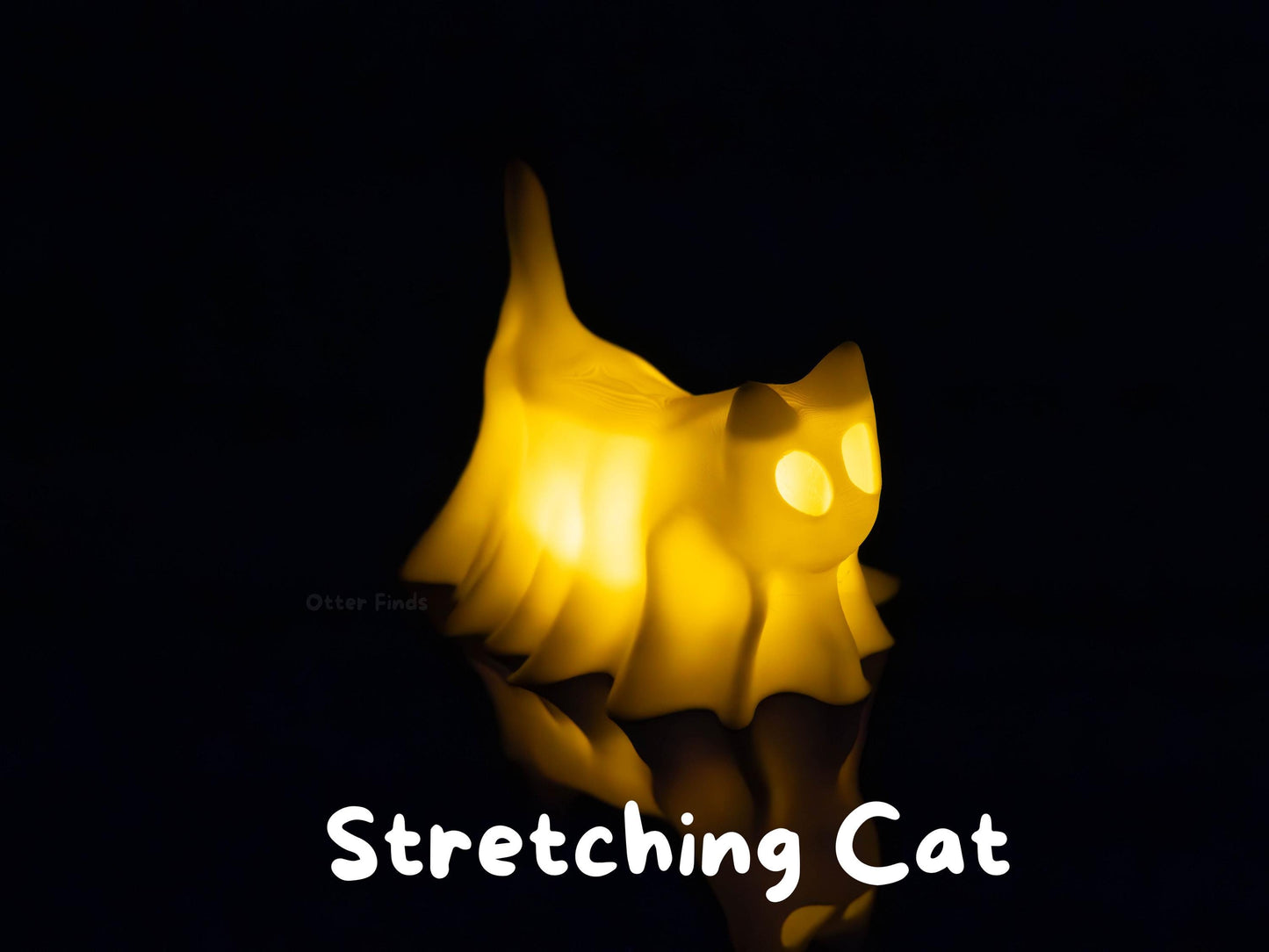 Ghost Cats with LED Tea Lights - Halloween Home Decor - Gifts for Cat Lovers - Office Desk Autumn Decor - 3D Printed Ghost Pet Night Light