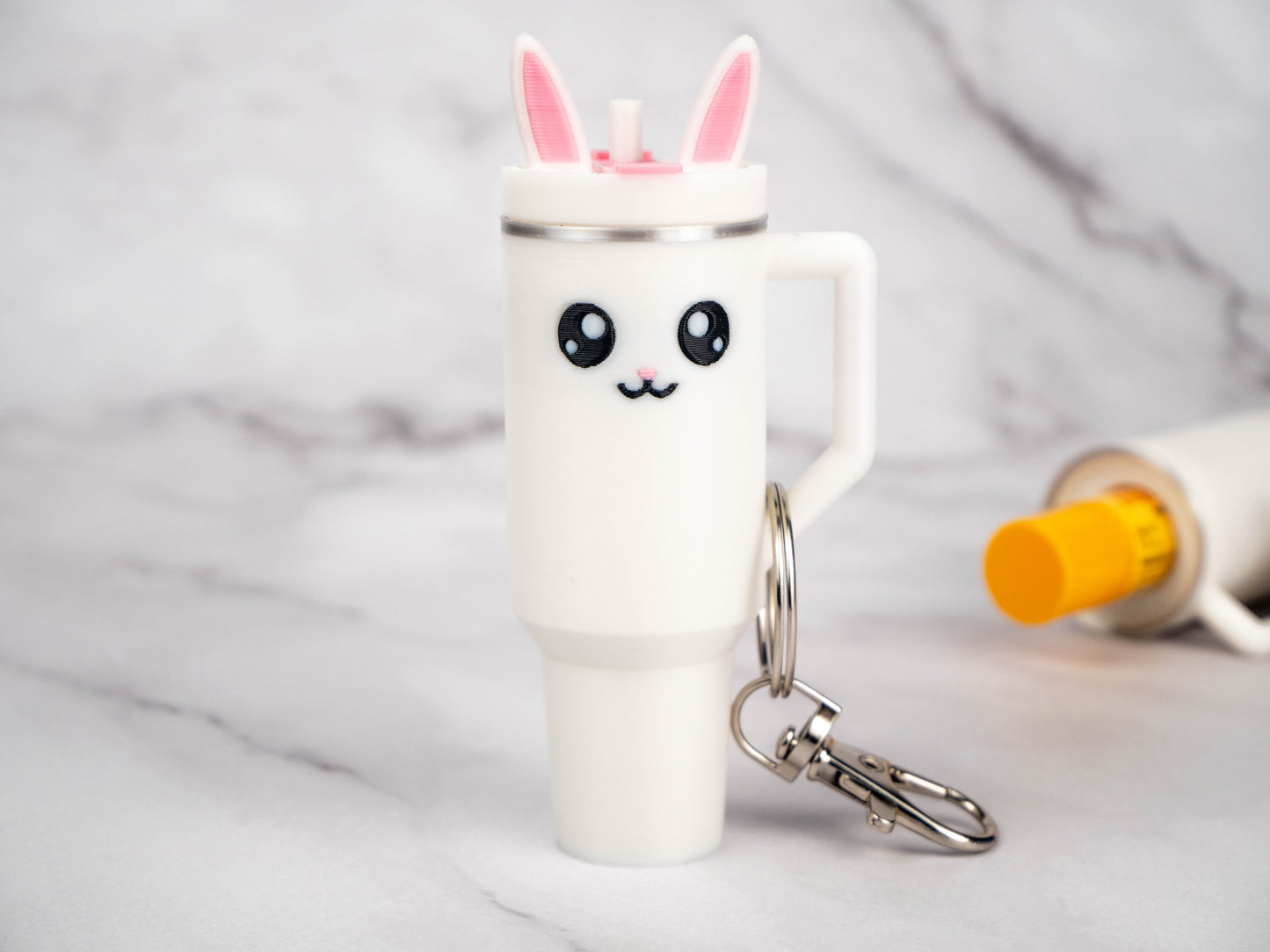 Bunny Tumbler Lip Balm Holder - Compatible with Chapstick - Easter Basket Keychain - Kawaii Gifts For Her - Rabbit Lover Gift