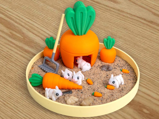 Bunny Zen Garden - Fidget Desk Sandbox  - Cubicle Decor - Office Stress Relief Toy - Sensory Therapy - Mothers Day - Anxiety Gifts for Her