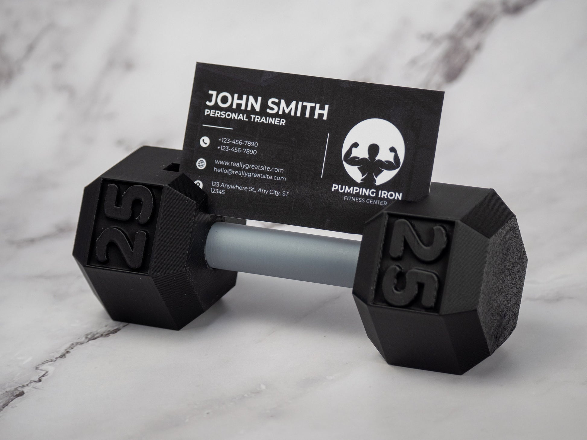 Dumbbell Business Card Holder - Fitness Office Decor - Gym Business Gift - Personal Trainer Desk Accessory - 3D Printed Mini Gym Equipment