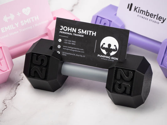 Dumbbell Business Card Holder - Fitness Office Decor - Gym Business Gift - Personal Trainer Desk Accessory - 3D Printed Mini Gym Equipment