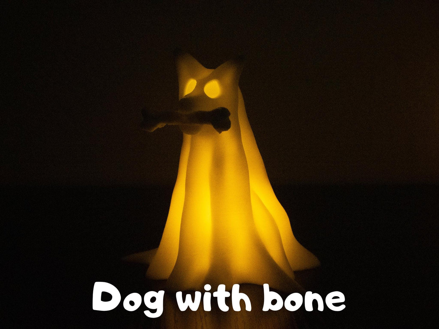 Ghost Dogs with LED Tea Lights - Halloween Home Decor - Gifts for Dog Lovers - Office Desk Autumn Decor - 3D Printed Ghost Pet Night Light