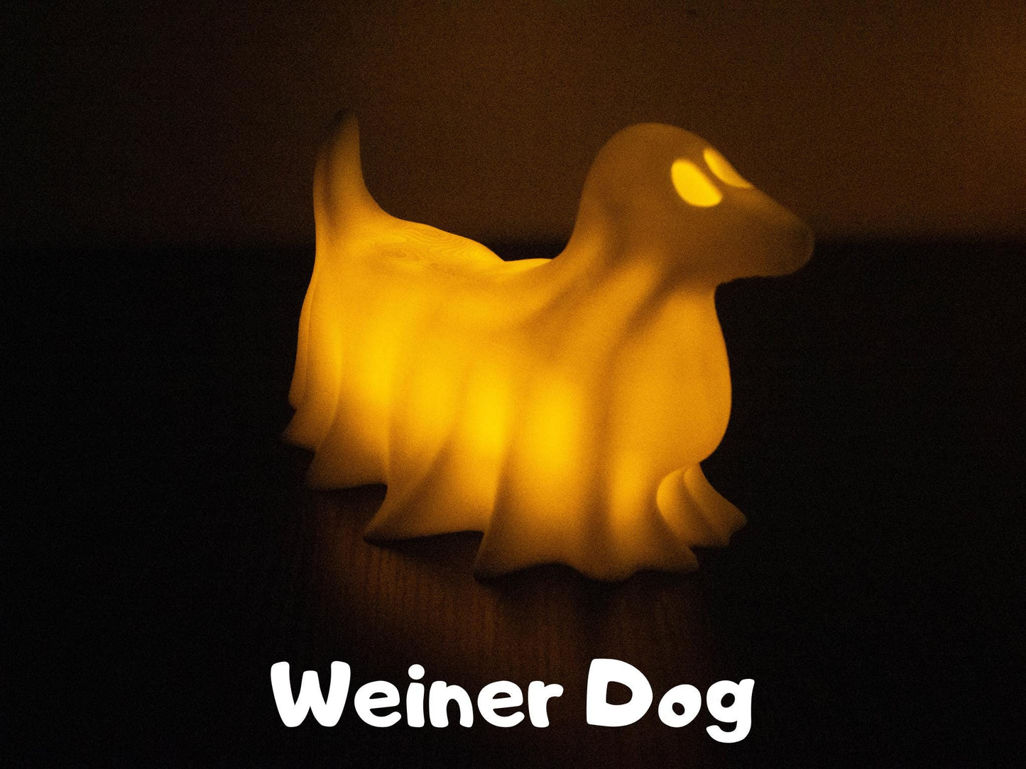 Ghost Dogs with LED Tea Lights - Halloween Home Decor - Gifts for Dog Lovers - Office Desk Autumn Decor - 3D Printed Ghost Pet Night Light