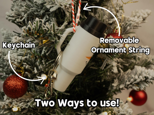Christmas Tumbler Ornament Keychains - Lip Balm Holder - Tree Money Ornament - Secret Santa Gift - Stocking Stuffer - Holiday Keepsake