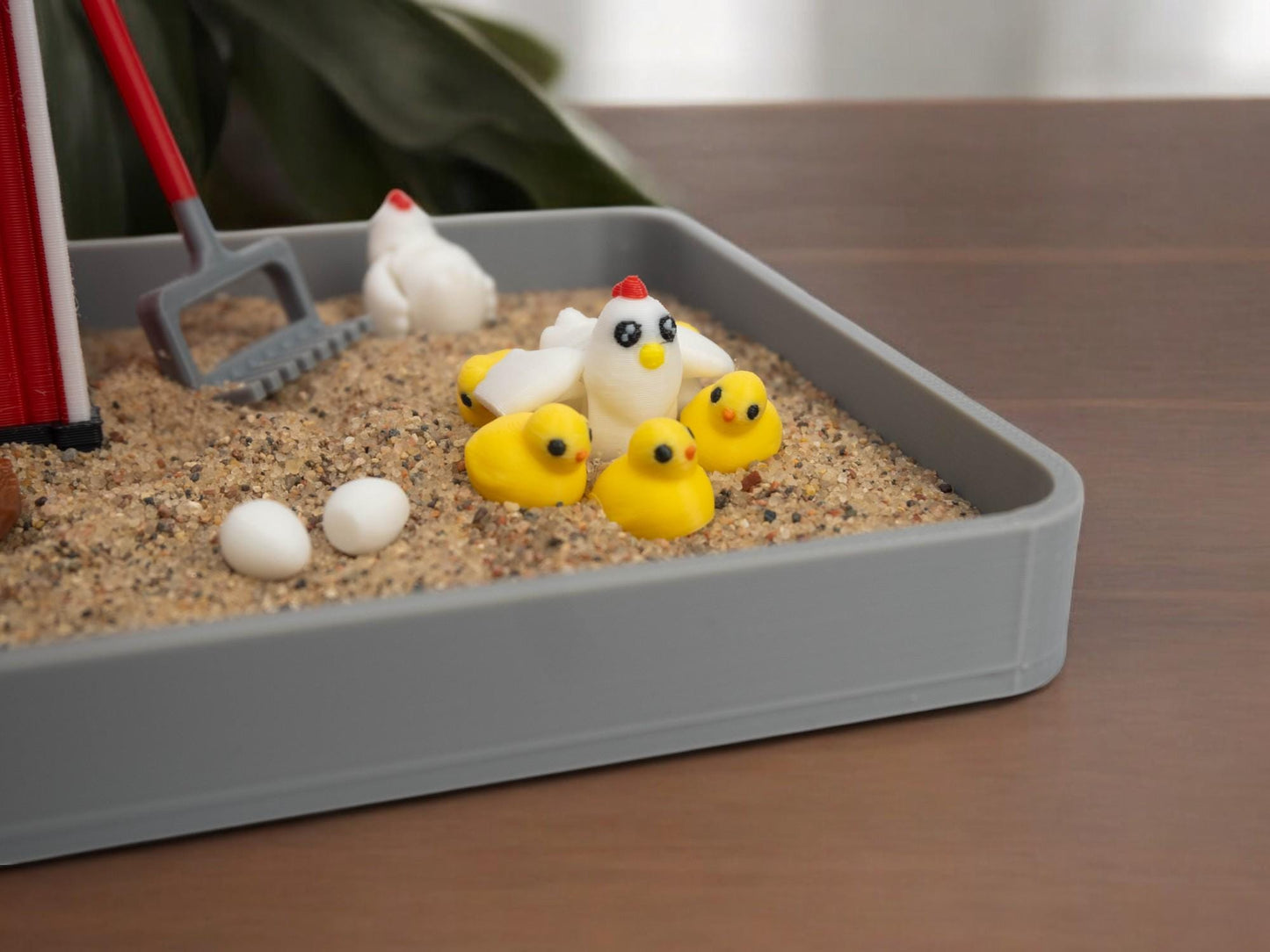 Chicken Zen Garden - Fidget Sandbox Toy - Cubicle Decor - Mini Farmhouse Figurines - Fathers Day - Sensory Therapy Desk Pet