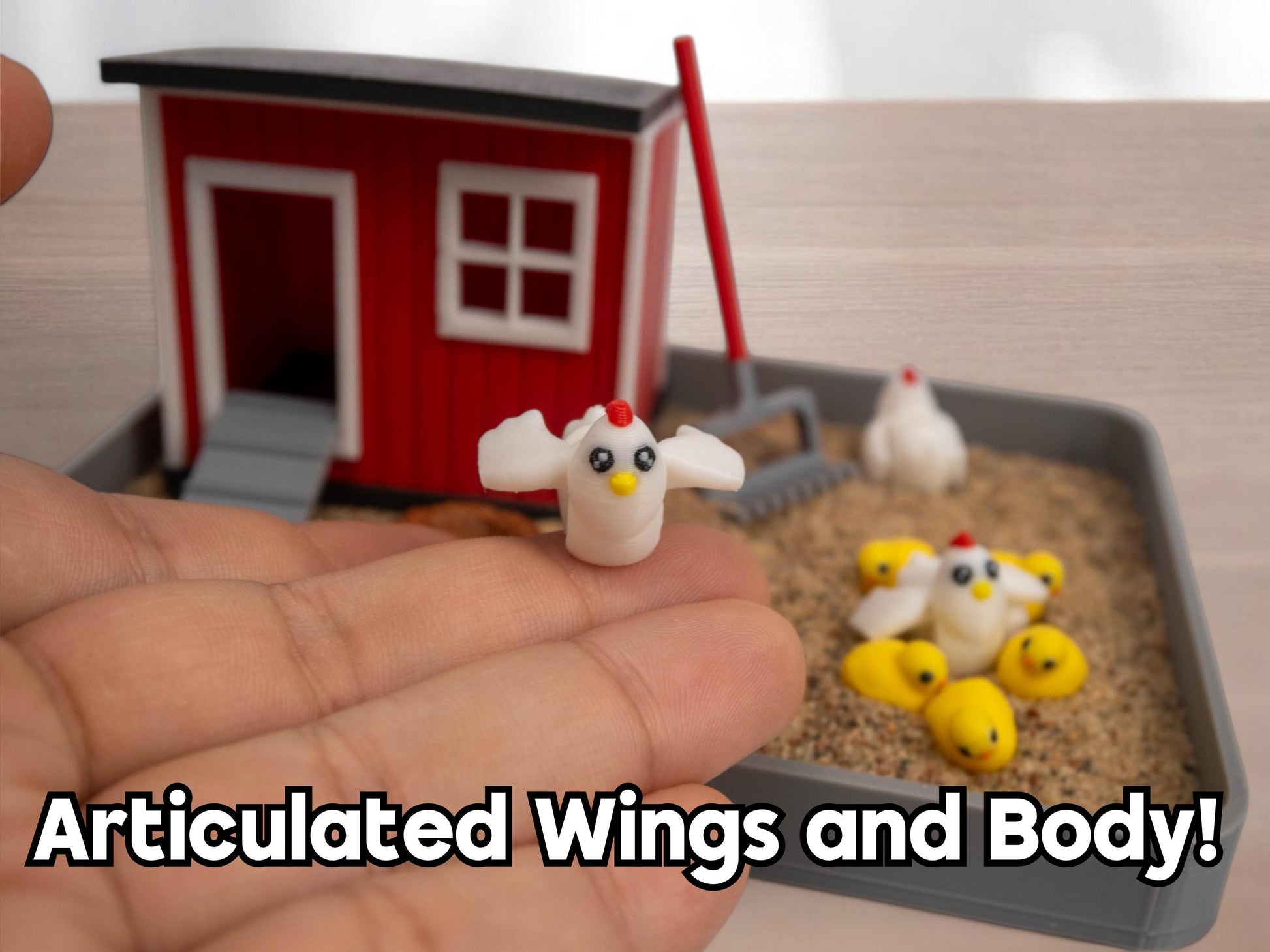 Chicken Zen Garden - Fidget Sandbox Toy - Cubicle Decor - Mini Farmhouse Figurines - Fathers Day - Sensory Therapy Desk Pet