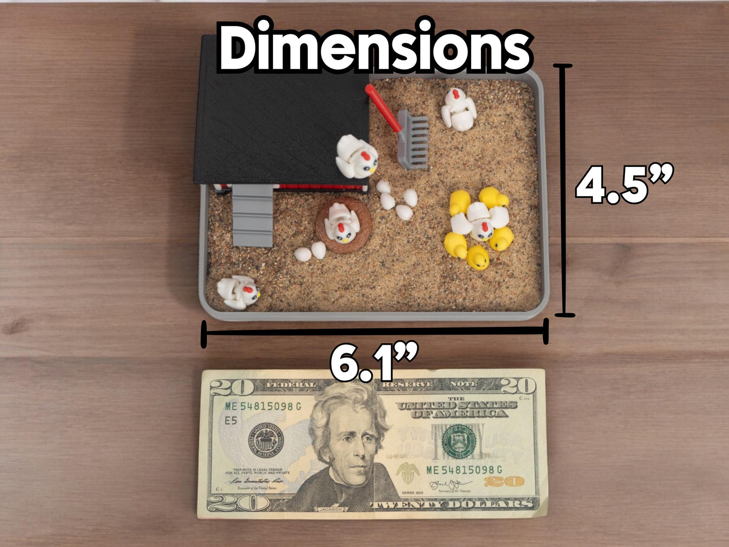 Chicken Zen Garden - Fidget Sandbox Toy - Cubicle Decor - Mini Farmhouse Figurines - Fathers Day - Sensory Therapy Desk Pet