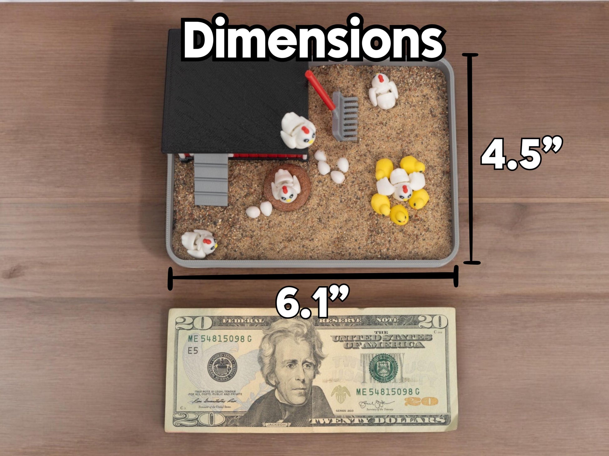 Chicken Zen Garden - Fidget Sandbox Toy - Cubicle Decor - Mini Farmhouse Figurines - Fathers Day - Sensory Therapy Desk Pet
