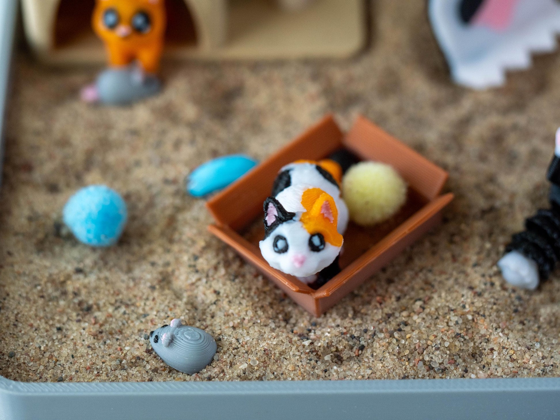 Cat Desk Zen Garden - Cute Cubicle Decor - Coworker Secret Santa Gift - Cat Lovers Gift - Funny White Elephant Gag Gift - Birthday Work Gift