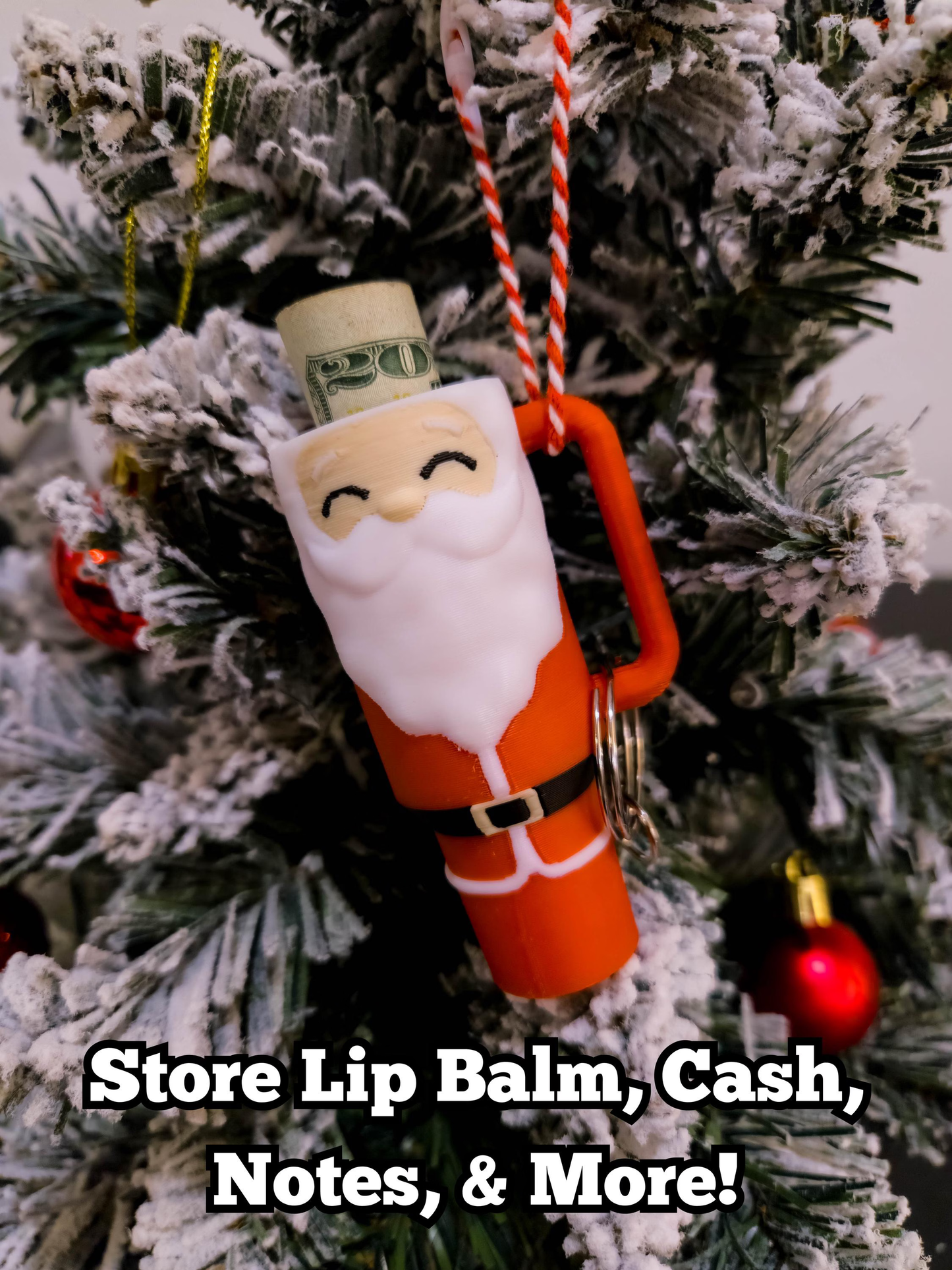Christmas Tumbler Ornament Keychains - Lip Balm Holder - Tree Money Ornament - Secret Santa Gift - Stocking Stuffer - Holiday Keepsake
