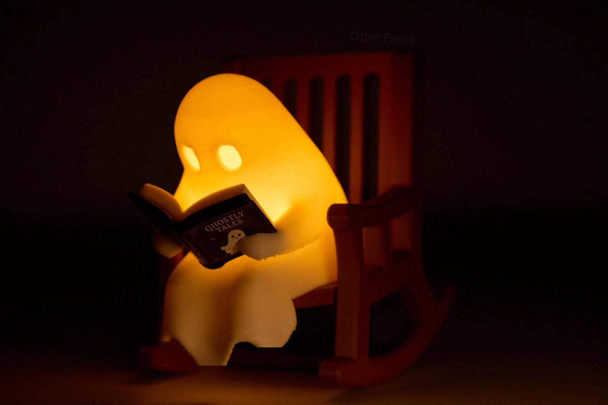 Reading Ghost Shelf Sitter - Glowing Bookshelf Decor - Cute Book Lover Gift - Halloween Ornament - Reading Nook & Library Decor