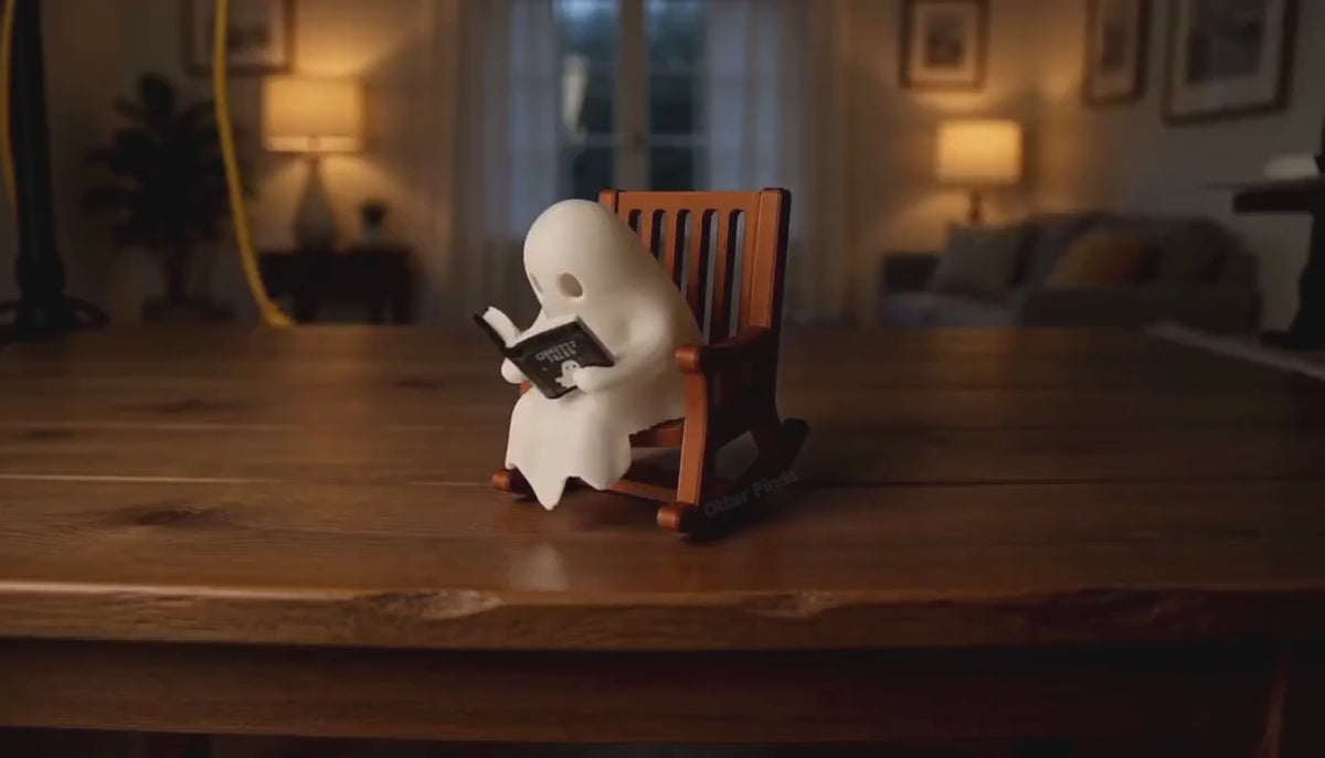 Reading Ghost Shelf Sitter - Glowing Bookshelf Decor - Cute Book Lover Gift - Halloween Ornament - Reading Nook & Library Decor