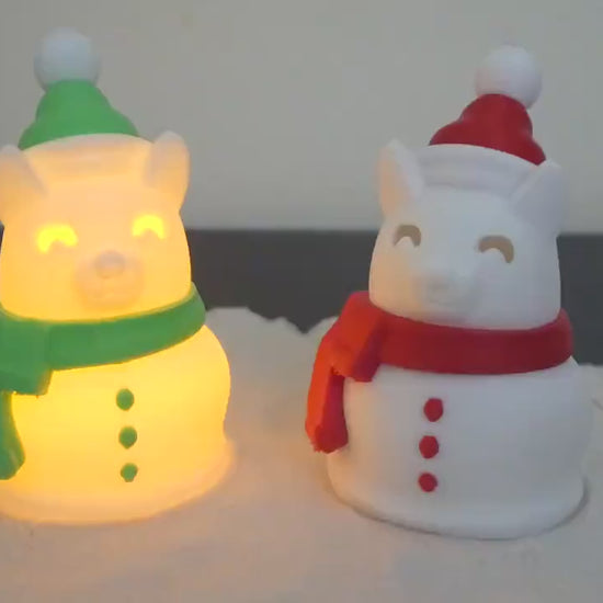 Dog Snowman with LED Tea Light - Christmas Home Decor - Gifts for Dog Lovers - Office Desk Winter Decor - Holiday Pet Night Light